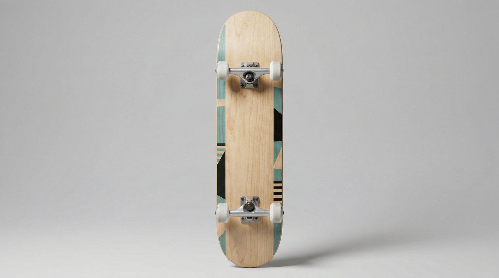 Complete skateboard product photograph